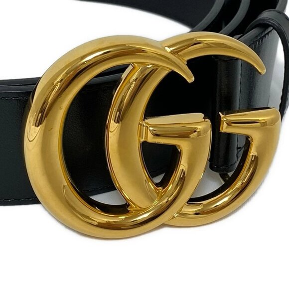 GUCCI GG Marmont Black Gold Leather Hardware Belt 419-032525 - Picture 3 of 4